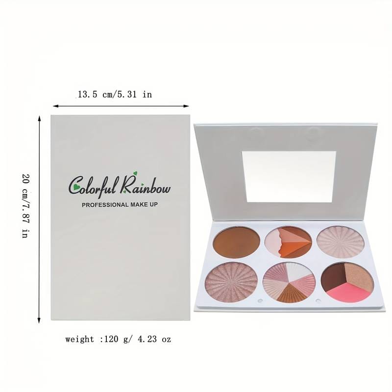 ColourFull Rainbow 6/Colours Highlighter & Bronzers Palette